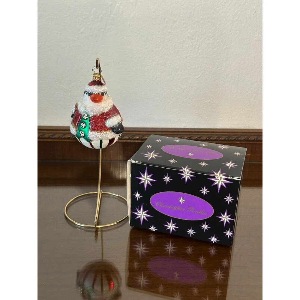 HTF Christopher Radko PENNY ROLL Penguin 1014224‎ w/ Org Box Santa Suit Ornament